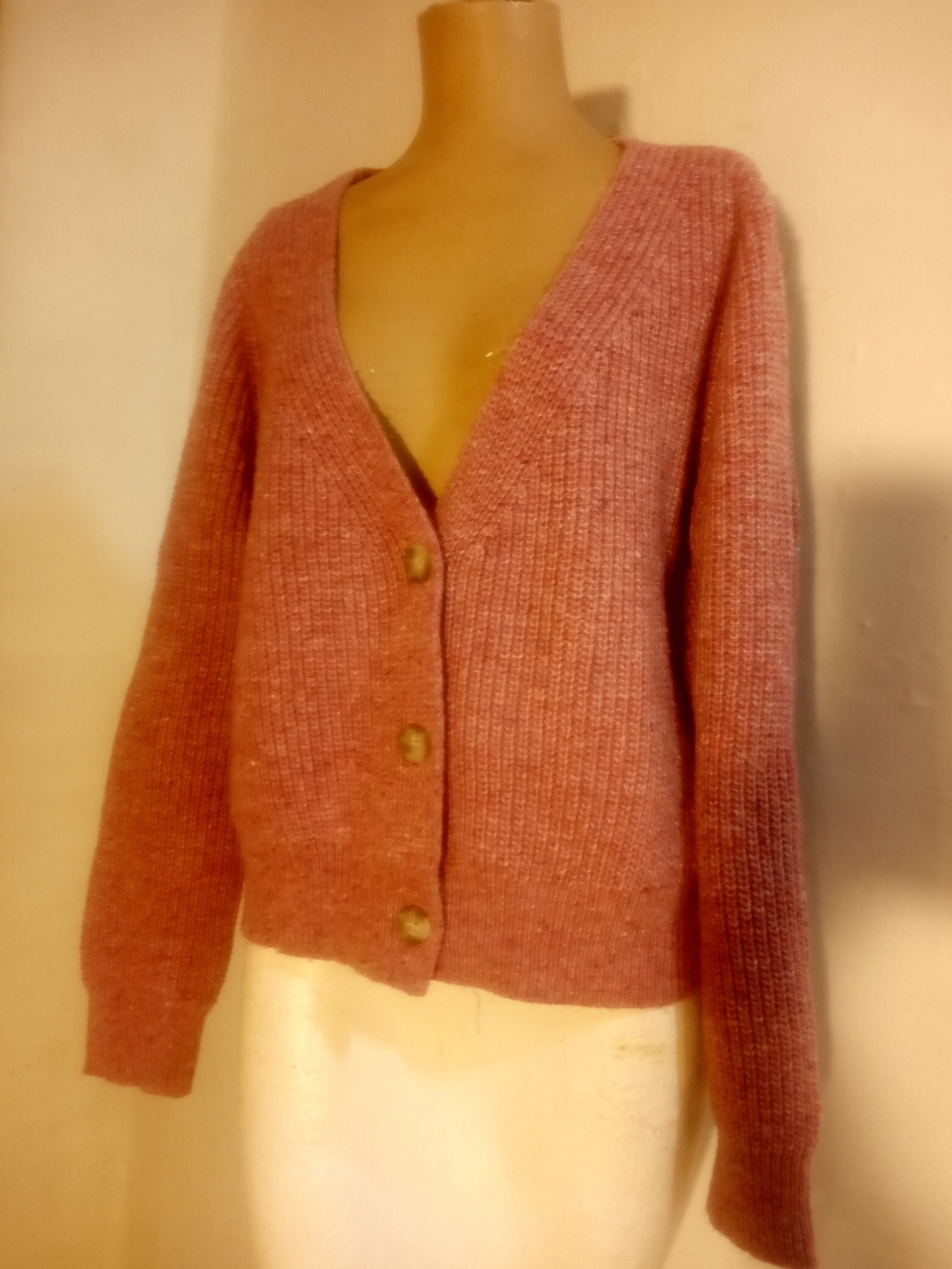 Eddie Bauer Dusty Rose V-Neck Button Cardigan